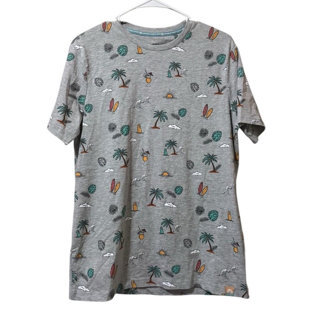 Free Planet T-shirt Men Small Shirt Hawaiian Palm Trees Beach Vacation‎ Preppy